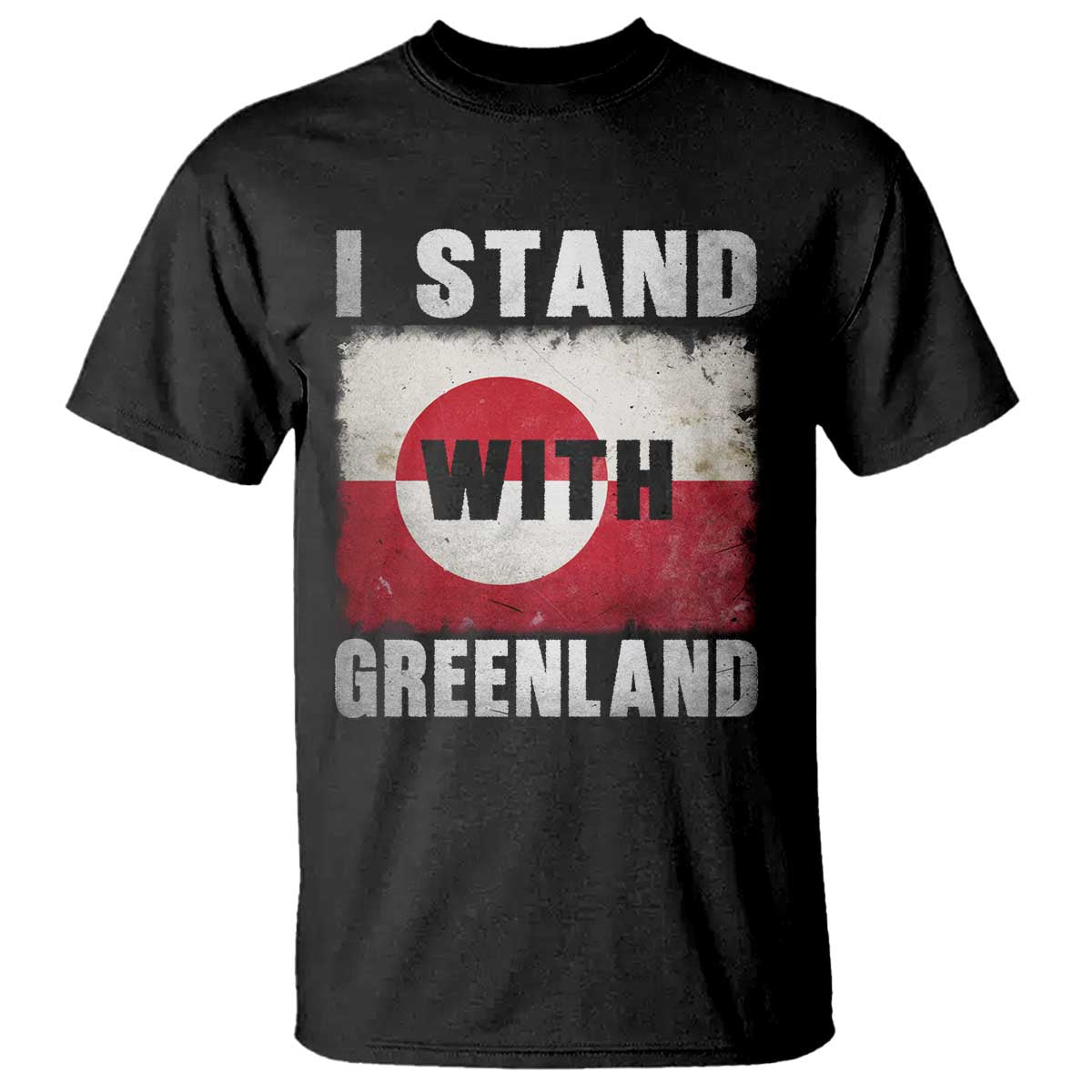 I Stand With Greenland T Shirt Support Greenlanders Vintage Greenland Flag TS11 Black Print Your Wear