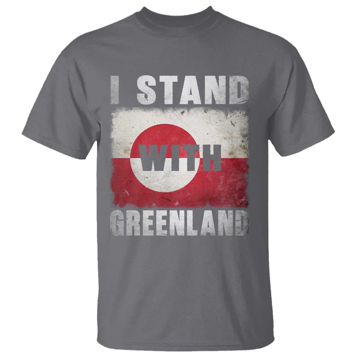 I Stand With Greenland T Shirt Support Greenlanders Vintage Greenland Flag TS11 Charcoal Print Your Wear
