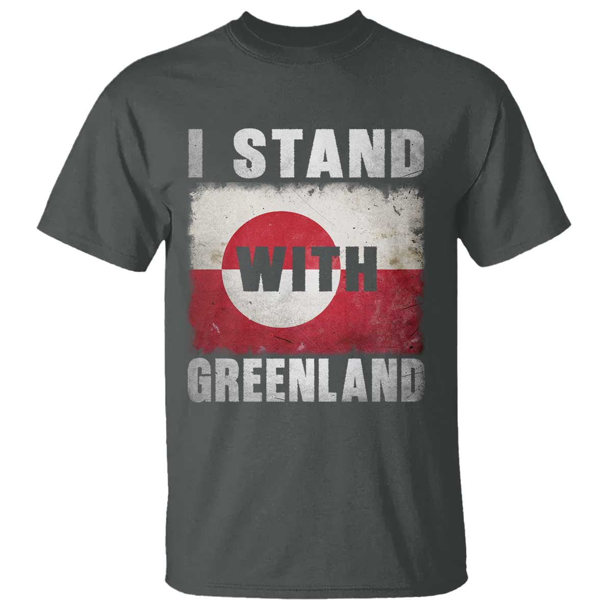 I Stand With Greenland T Shirt Support Greenlanders Vintage Greenland Flag TS11 Dark Heather Print Your Wear