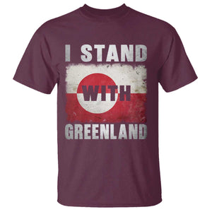I Stand With Greenland T Shirt Support Greenlanders Vintage Greenland Flag TS11 Maroon Print Your Wear