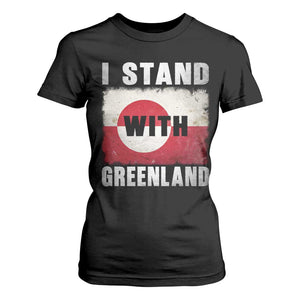 I Stand With Greenland T Shirt For Women Support Greenlanders Vintage Greenland Flag TS11 Black Print Your Wear