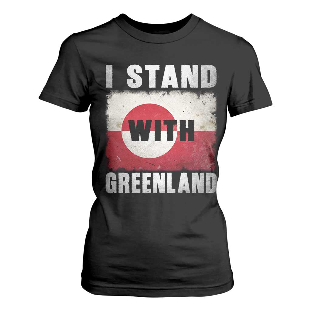 I Stand With Greenland T Shirt For Women Support Greenlanders Vintage Greenland Flag TS11 Black Print Your Wear