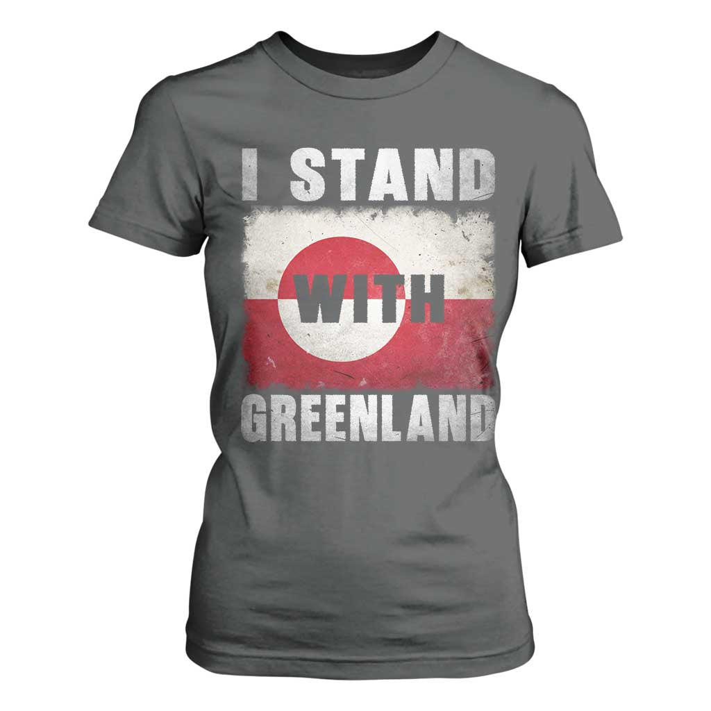 I Stand With Greenland T Shirt For Women Support Greenlanders Vintage Greenland Flag TS11 Dark Heather Print Your Wear