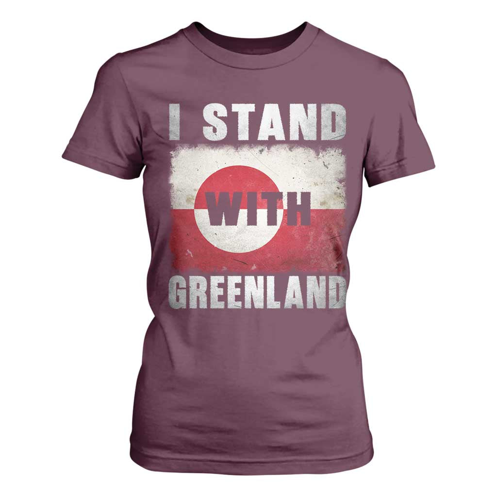 I Stand With Greenland T Shirt For Women Support Greenlanders Vintage Greenland Flag TS11 Maroon Print Your Wear