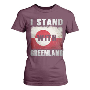 I Stand With Greenland T Shirt For Women Support Greenlanders Vintage Greenland Flag TS11 Maroon Print Your Wear