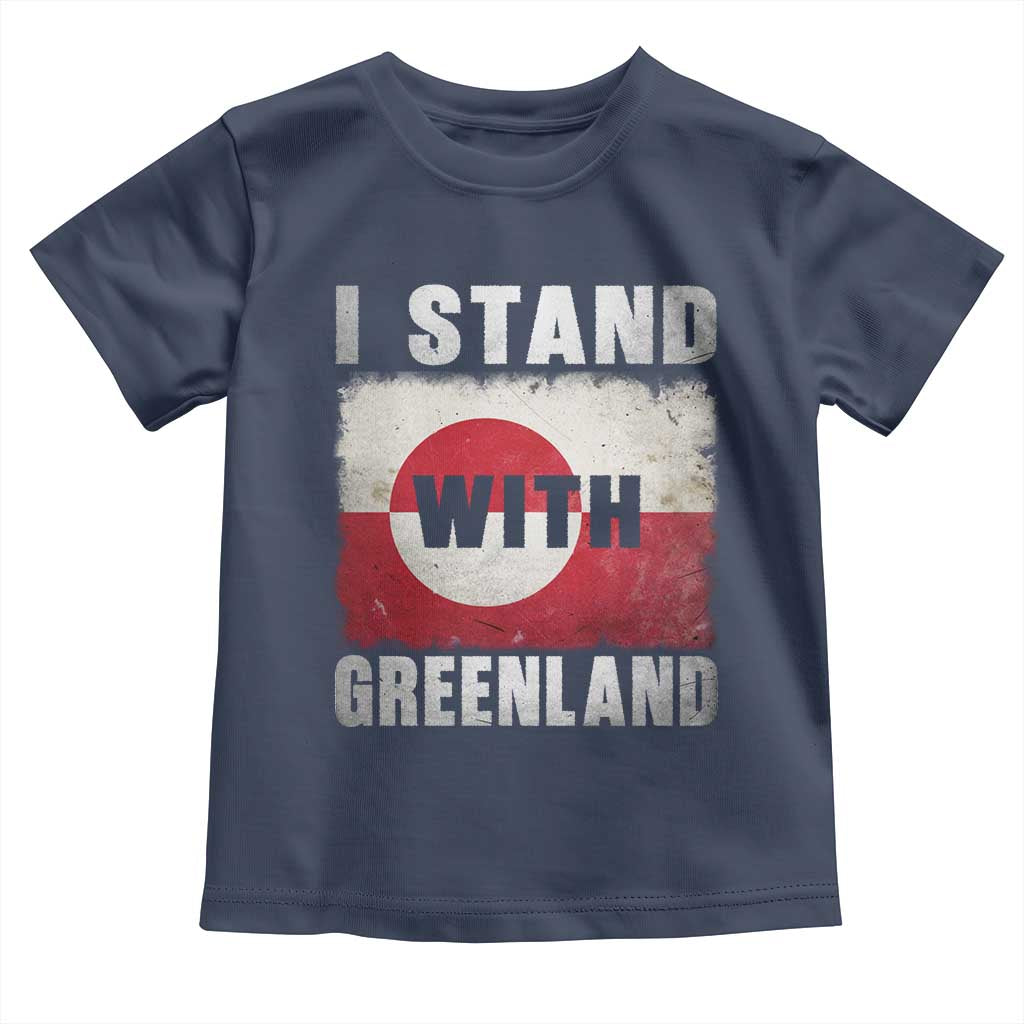 I Stand With Greenland Toddler T Shirt Support Greenlanders Vintage Greenland Flag TS11 Navy Print Your Wear