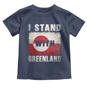 I Stand With Greenland Toddler T Shirt Support Greenlanders Vintage Greenland Flag TS11 Navy Print Your Wear