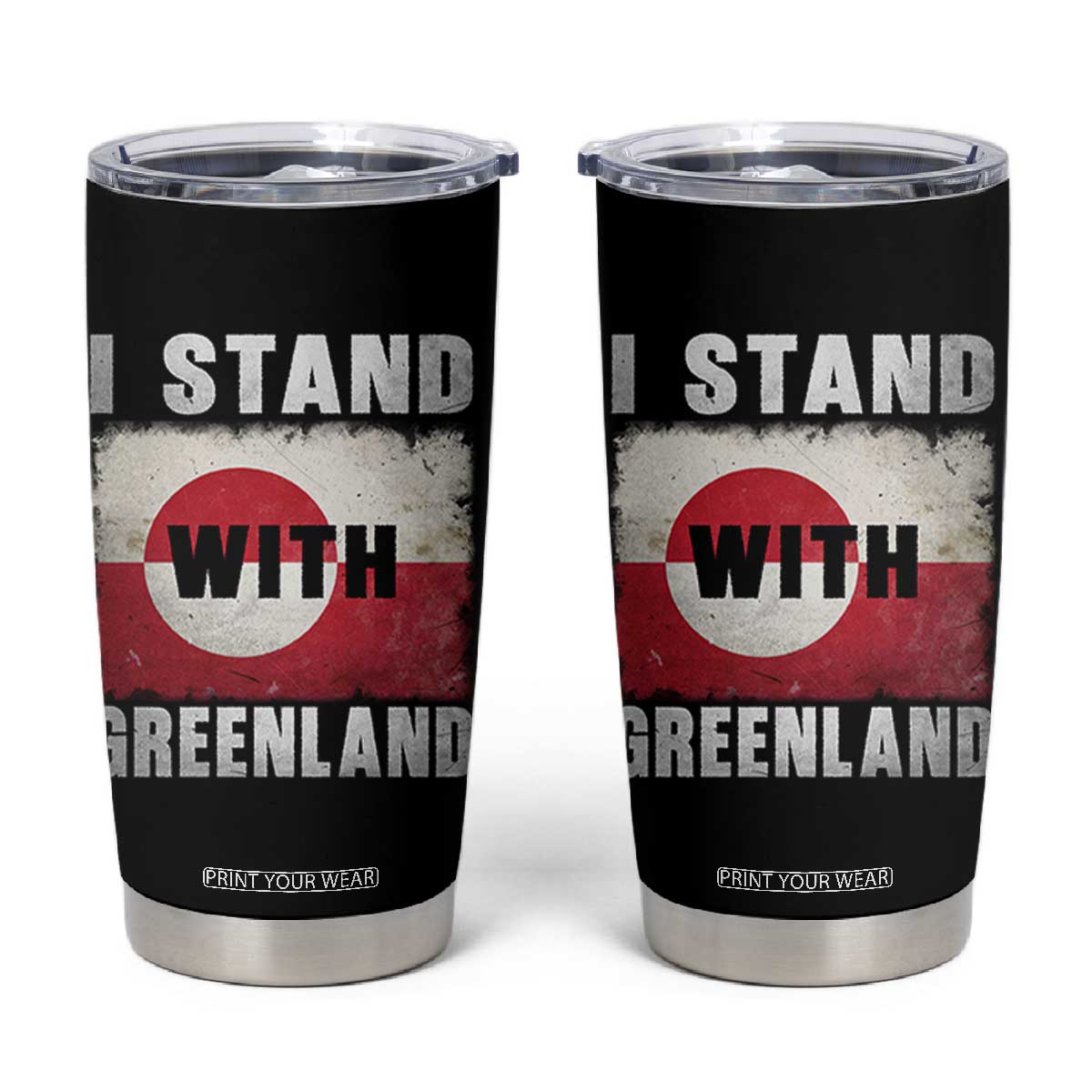 I Stand With Greenland Tumbler Cup Support Greenlanders Vintage Greenland Flag TS11 Black Print Your Wear