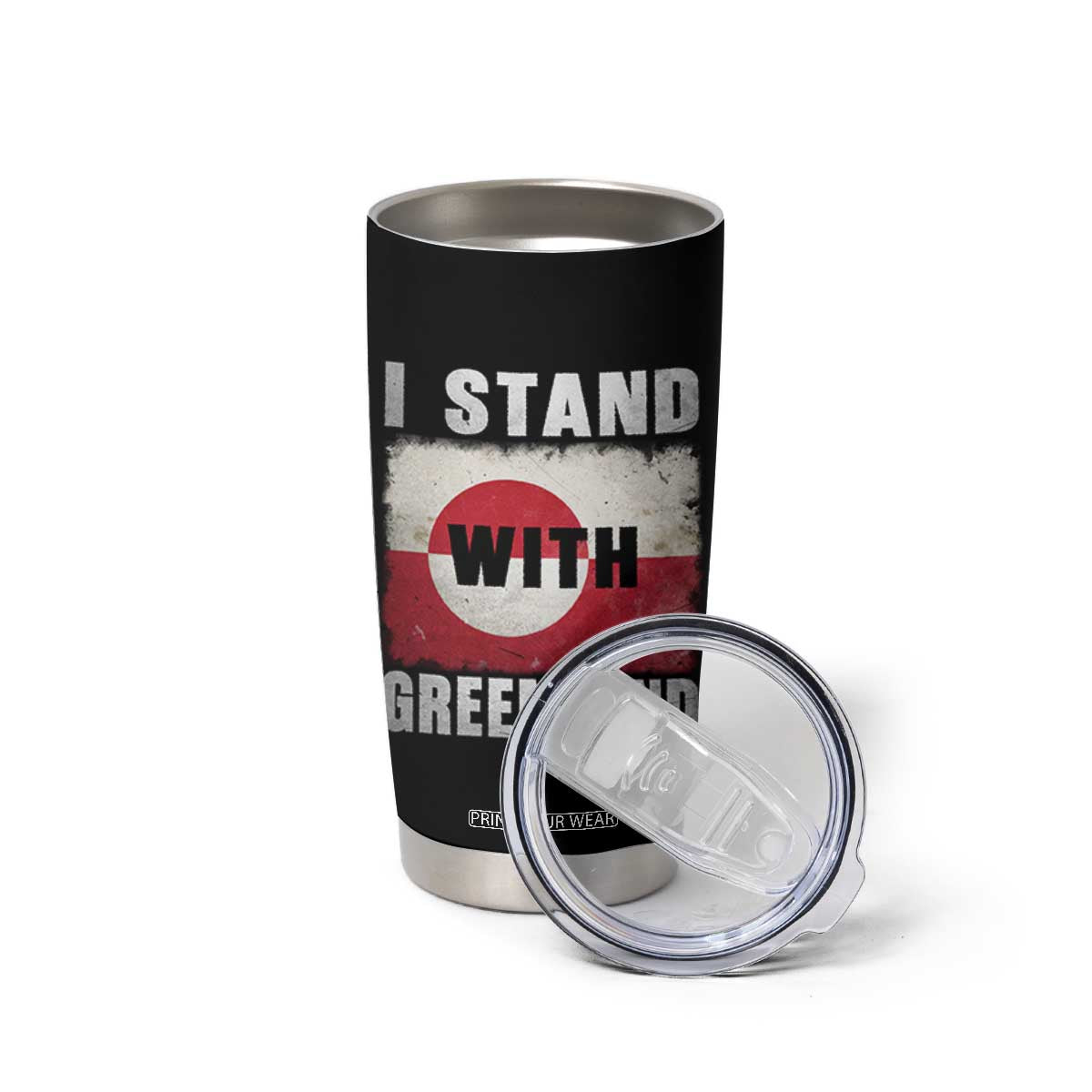 I Stand With Greenland Tumbler Cup Support Greenlanders Vintage Greenland Flag TS11 Print Your Wear