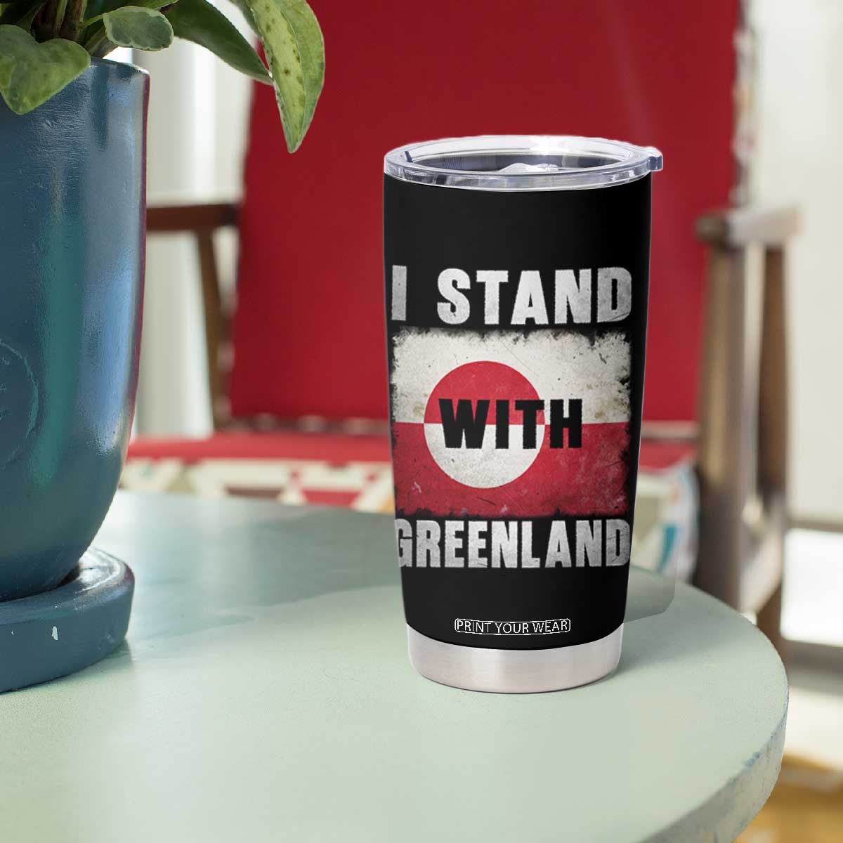 I Stand With Greenland Tumbler Cup Support Greenlanders Vintage Greenland Flag TS11 Print Your Wear