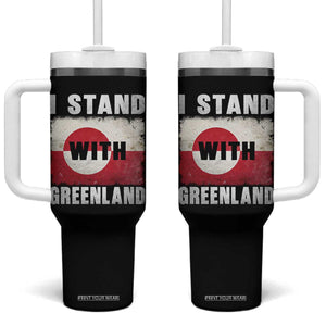 I Stand With Greenland Tumbler With Handle Support Greenlanders Vintage Greenland Flag TS11 One Size: 40 oz Black Print Your Wear