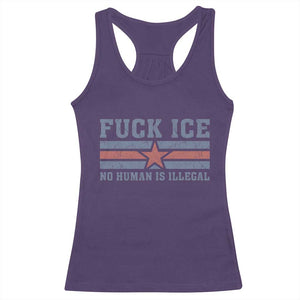 Fck Ice No Human Is Illegal Racerback Tank Top Political Protest Immigration Activist TS11 Purple Print Your Wear
