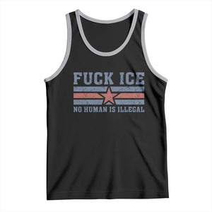 Fck Ice No Human Is Illegal Tank Top Political Protest Immigration Activist TS11 Black Athletic Heather Print Your Wear
