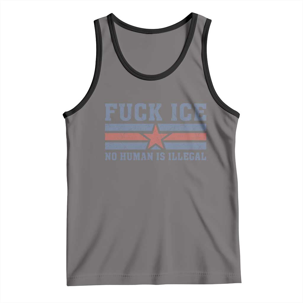 Fck Ice No Human Is Illegal Tank Top Political Protest Immigration Activist TS11 Deep Heather Black Print Your Wear