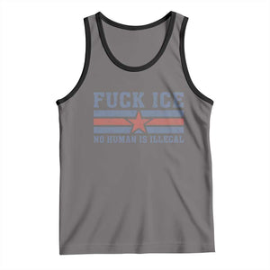 Fck Ice No Human Is Illegal Tank Top Political Protest Immigration Activist TS11 Deep Heather Black Print Your Wear