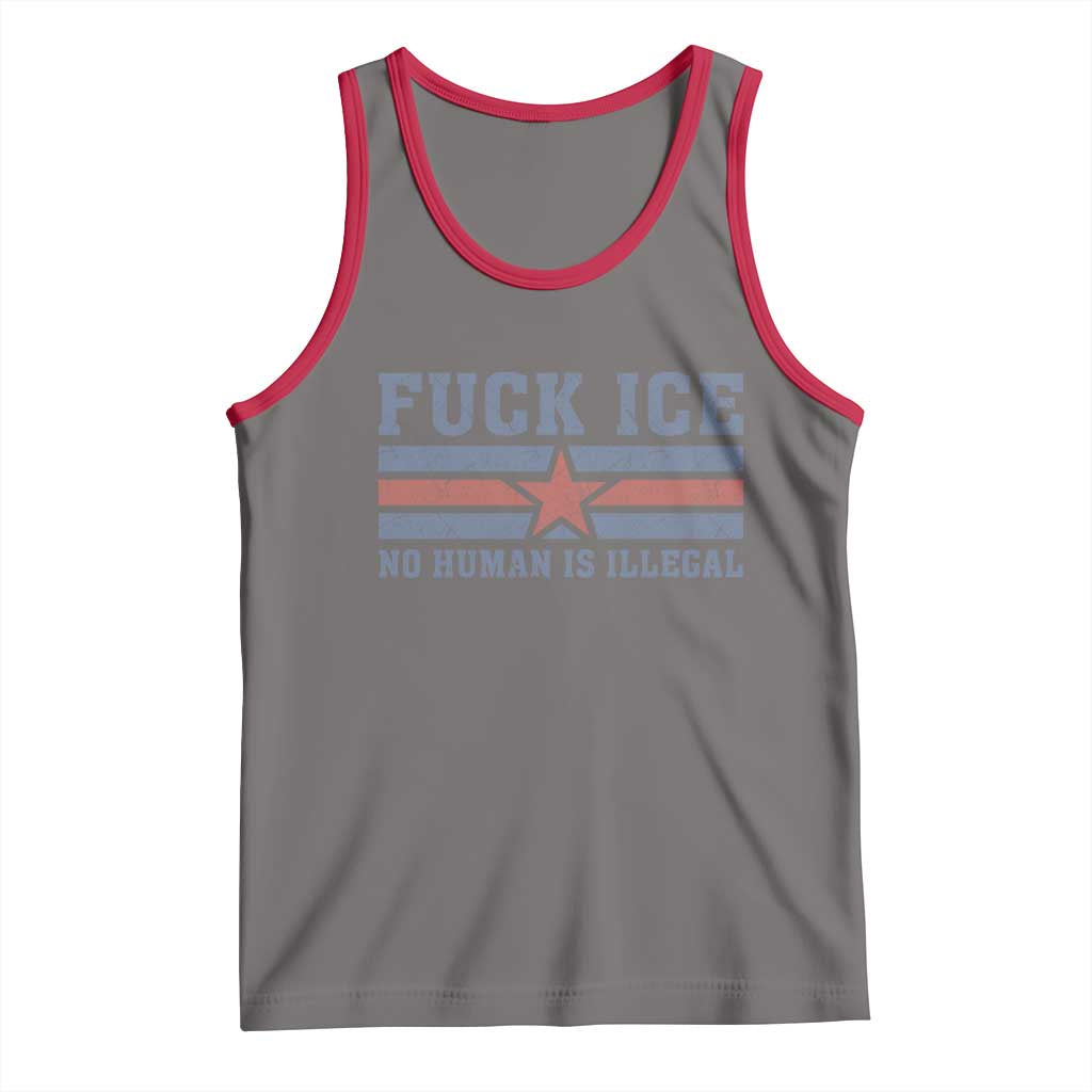 Fck Ice No Human Is Illegal Tank Top Political Protest Immigration Activist TS11 Deep Heather Red Print Your Wear