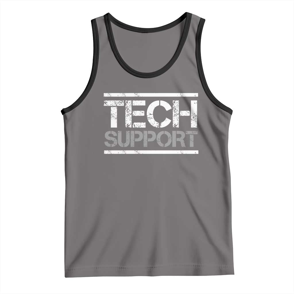 Funny Tech Support DOGE Tank Top Trump Strips TS11 Deep Heather Black Print Your Wear