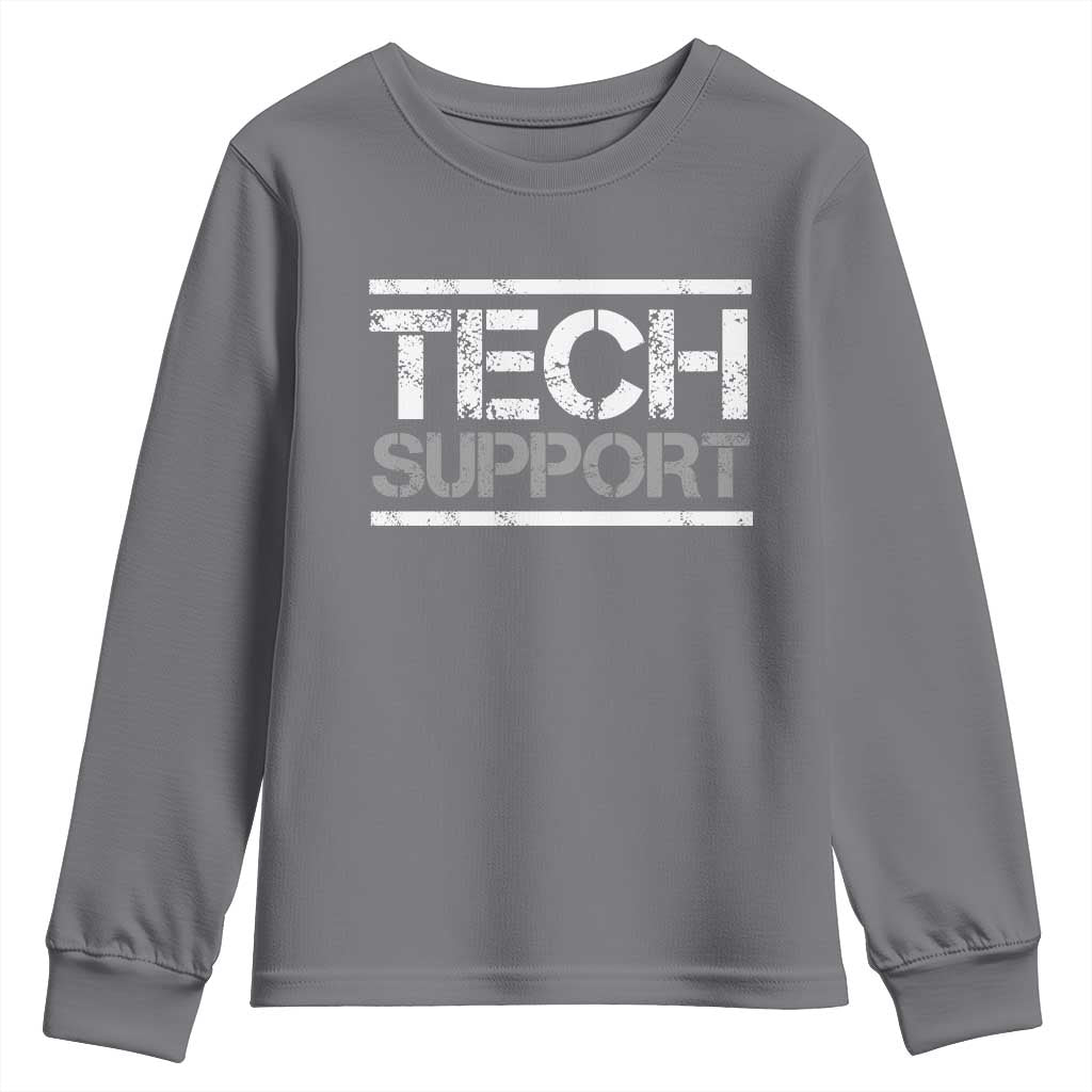 Funny Tech Support DOGE Youth Sweatshirt Trump Strips TS11 Charcoal Print Your Wear