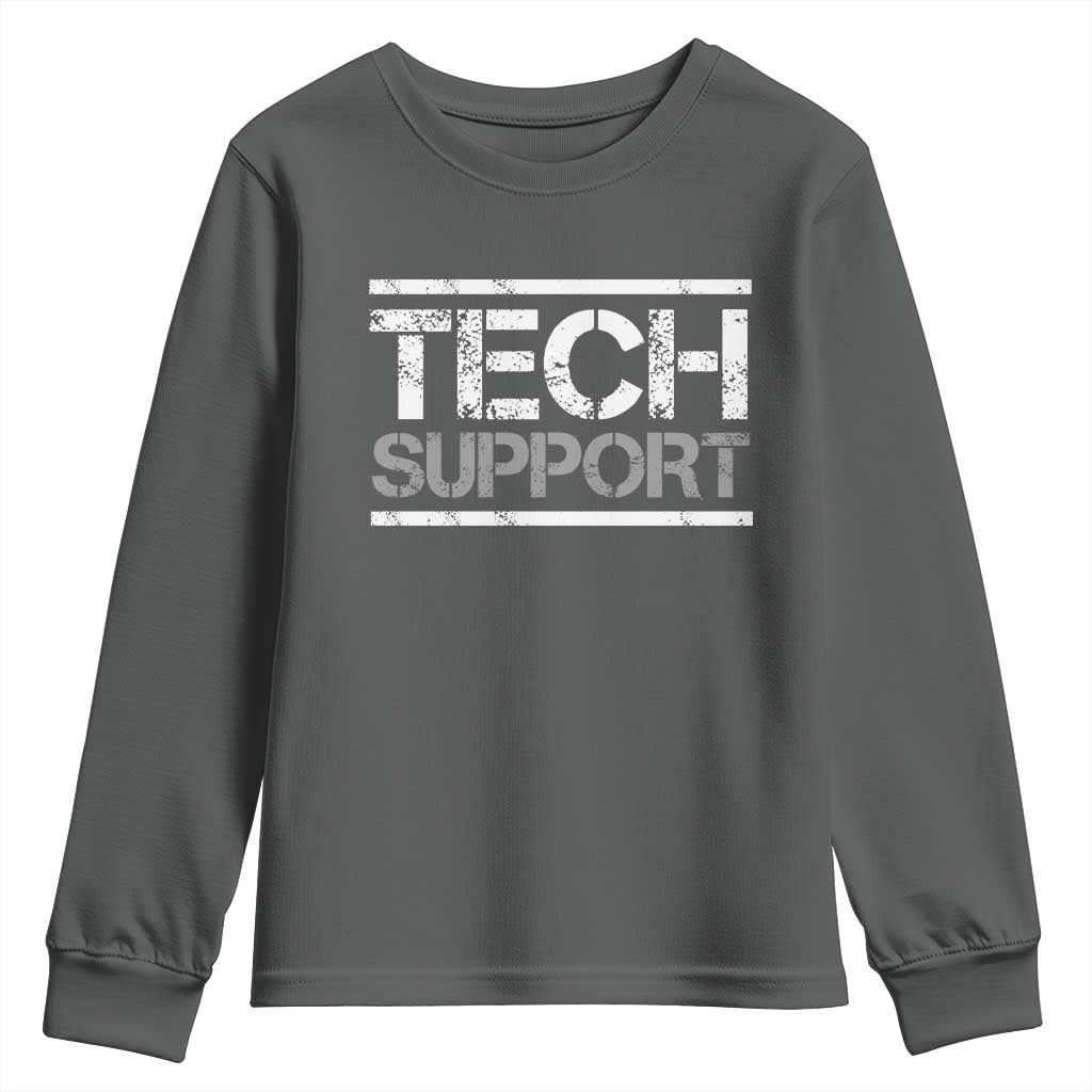 Funny Tech Support DOGE Youth Sweatshirt Trump Strips TS11 Dark Heather Print Your Wear