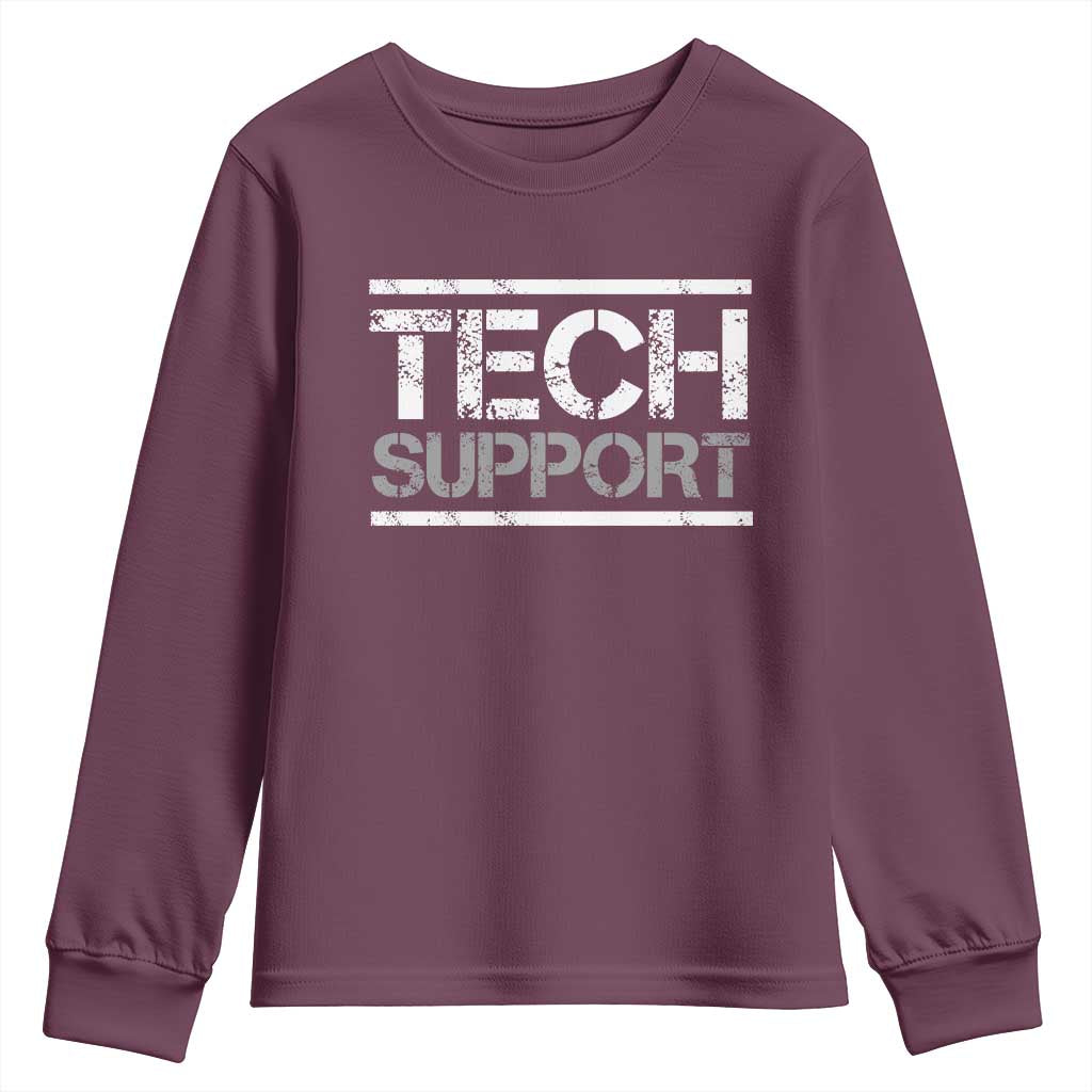 Funny Tech Support DOGE Youth Sweatshirt Trump Strips TS11 Maroon Print Your Wear