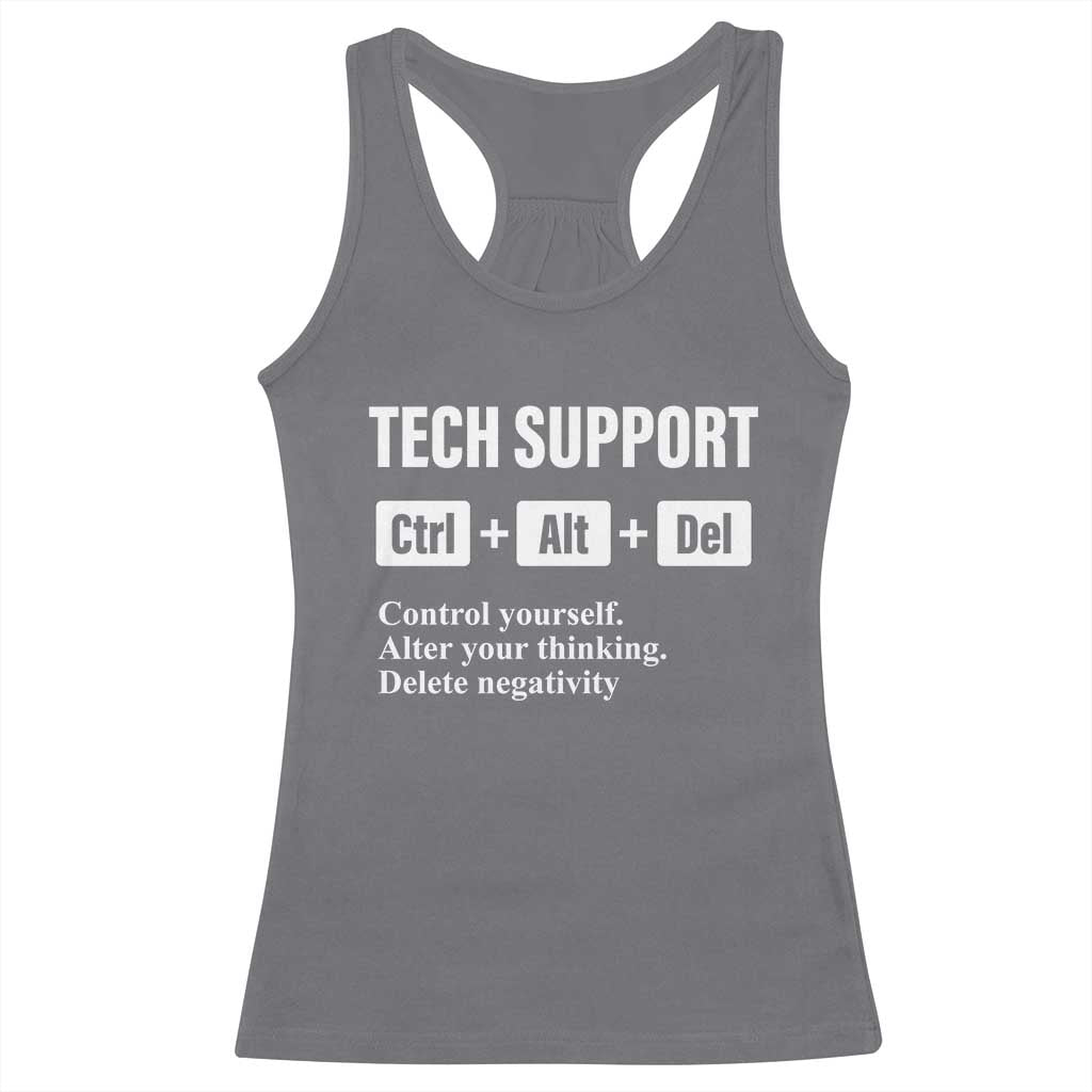 Funny Tech Support Racerback Tank Top Ctrl Alt Del Control Yourself Alter Your Thinking Delete Negativity TS11 Charcoal Print Your Wear