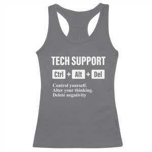Funny Tech Support Racerback Tank Top Ctrl Alt Del Control Yourself Alter Your Thinking Delete Negativity TS11 Charcoal Print Your Wear