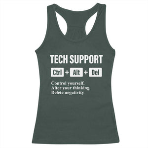 Funny Tech Support Racerback Tank Top Ctrl Alt Del Control Yourself Alter Your Thinking Delete Negativity TS11 Dark Forest Green Print Your Wear