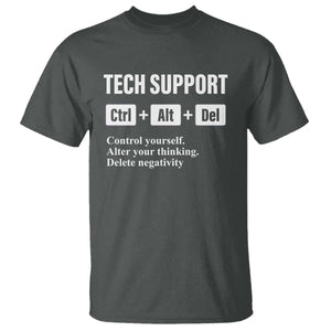 Funny Tech Support T Shirt Ctrl Alt Del Control Yourself Alter Your Thinking Delete Negativity TS11 Dark Heather Print Your Wear