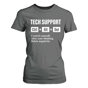 Funny Tech Support T Shirt For Women Ctrl Alt Del Control Yourself Alter Your Thinking Delete Negativity TS11 Dark Heather Print Your Wear