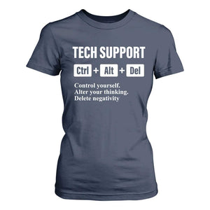 Funny Tech Support T Shirt For Women Ctrl Alt Del Control Yourself Alter Your Thinking Delete Negativity TS11 Navy Print Your Wear