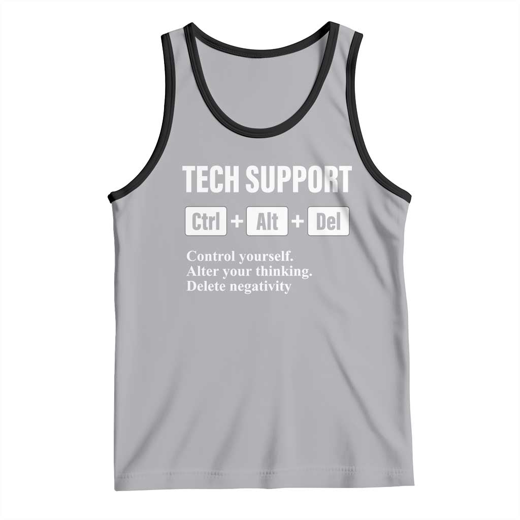 Funny Tech Support Tank Top Ctrl Alt Del Control Yourself Alter Your Thinking Delete Negativity TS11 Athletic Heather Black Print Your Wear