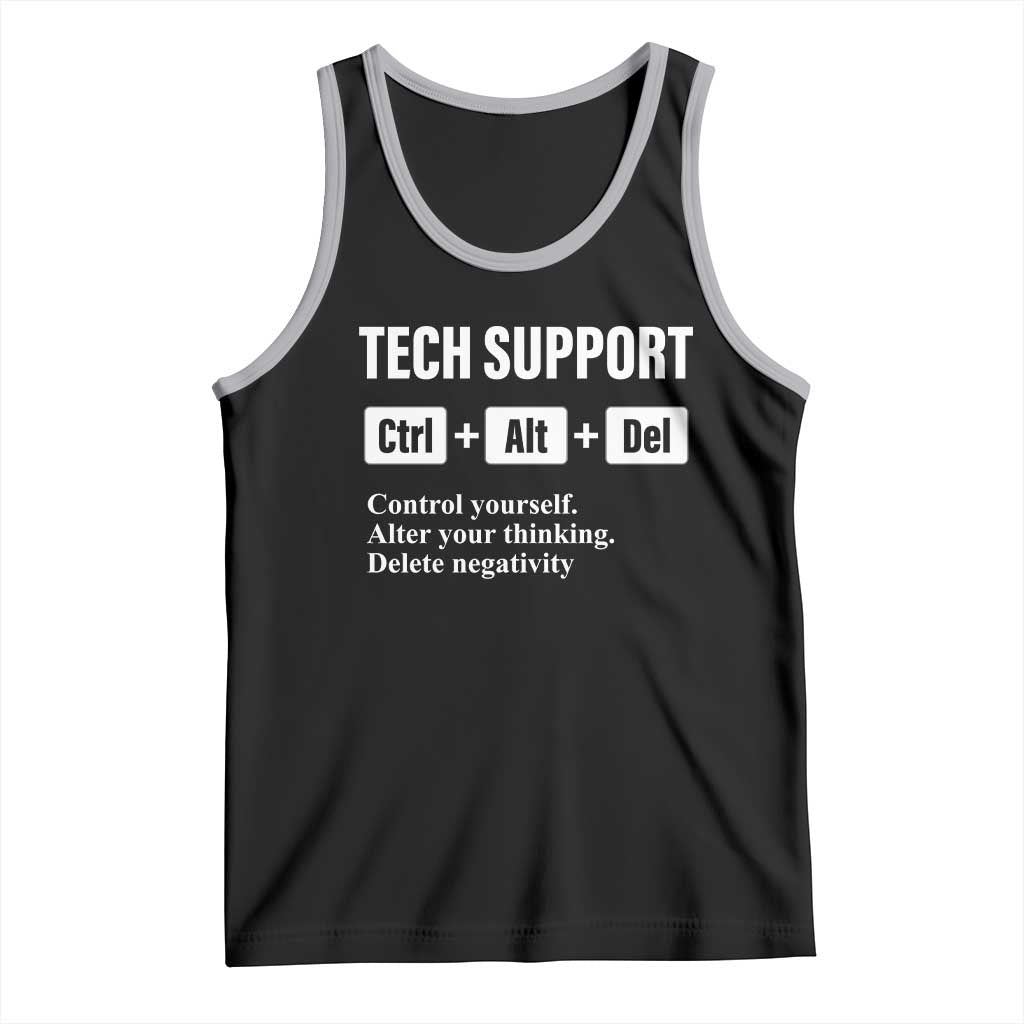Funny Tech Support Tank Top Ctrl Alt Del Control Yourself Alter Your Thinking Delete Negativity TS11 Black Athletic Heather Print Your Wear