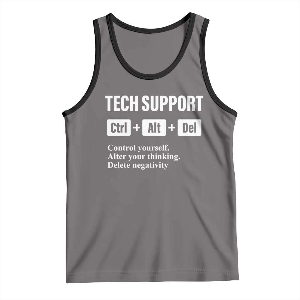 Funny Tech Support Tank Top Ctrl Alt Del Control Yourself Alter Your Thinking Delete Negativity TS11 Deep Heather Black Print Your Wear