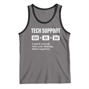 Funny Tech Support Tank Top Ctrl Alt Del Control Yourself Alter Your Thinking Delete Negativity TS11 Deep Heather Black Print Your Wear