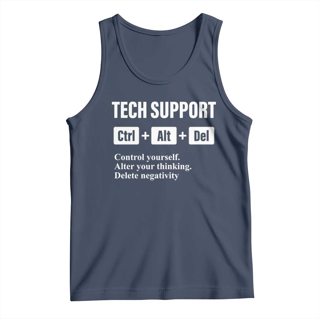 Funny Tech Support Tank Top Ctrl Alt Del Control Yourself Alter Your Thinking Delete Negativity TS11 Navy Print Your Wear