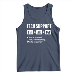 Funny Tech Support Tank Top Ctrl Alt Del Control Yourself Alter Your Thinking Delete Negativity TS11 Navy Print Your Wear