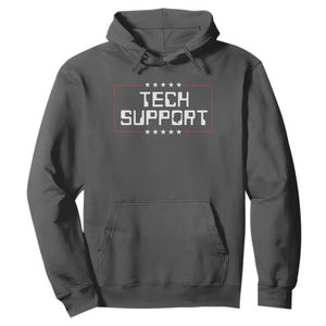 Funny Tech Support DOGE Hoodie Trump Musk Star TS11 Dark Heather Print Your Wear
