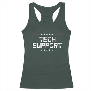 Funny Tech Support DOGE Racerback Tank Top Trump Musk Star TS11 Dark Forest Green Print Your Wear
