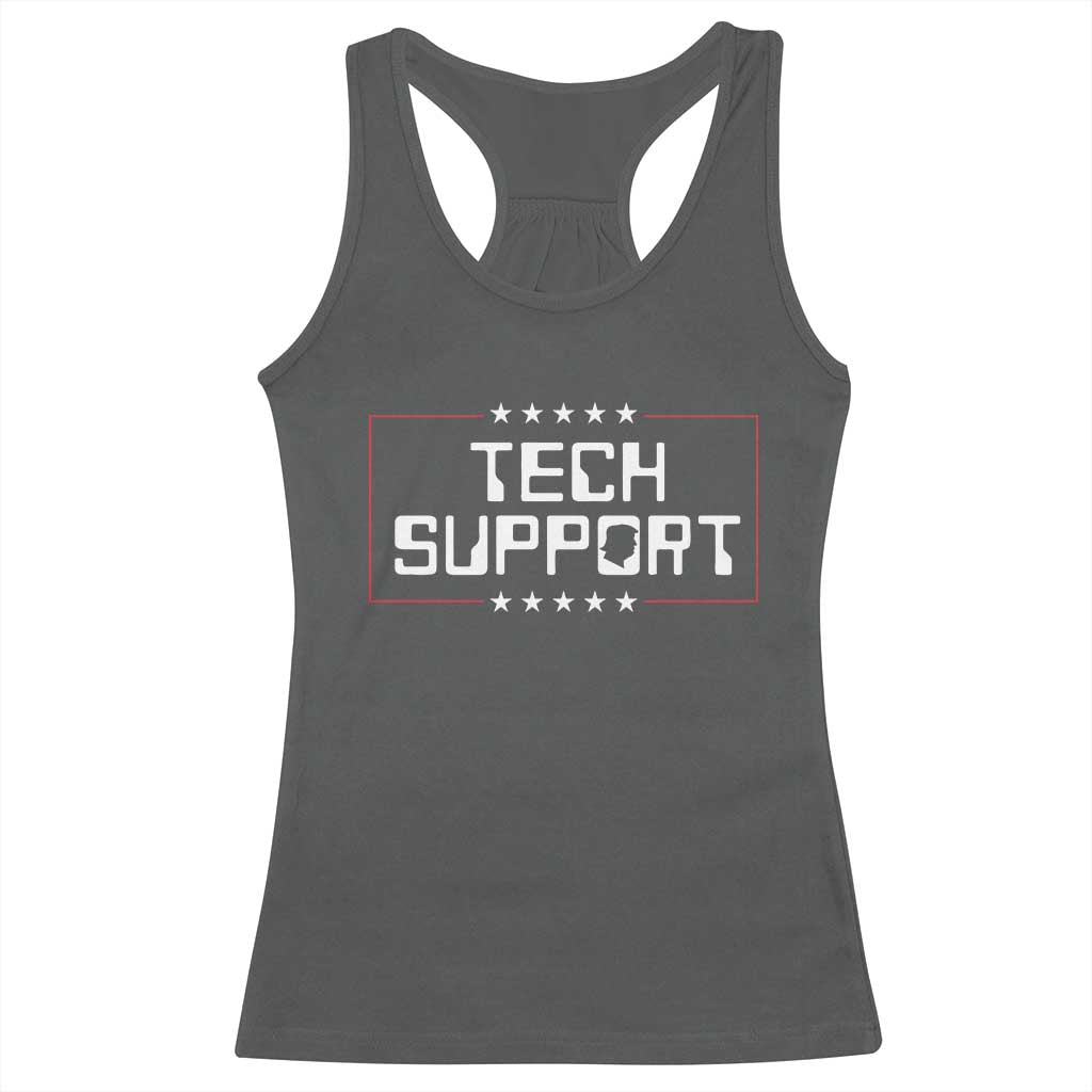 Funny Tech Support DOGE Racerback Tank Top Trump Musk Star TS11 Dark Heather Print Your Wear