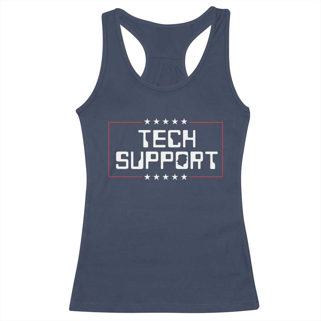 Funny Tech Support DOGE Racerback Tank Top Trump Musk Star TS11 Navy Print Your Wear