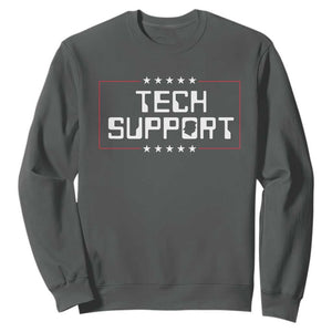 Funny Tech Support DOGE Sweatshirt Trump Musk Star TS11 Dark Heather Print Your Wear