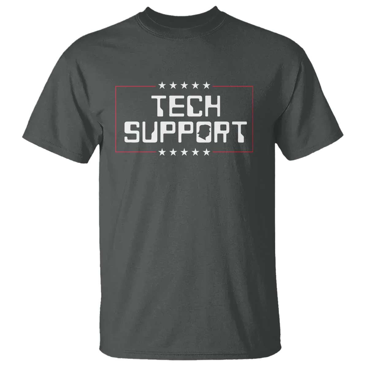 Funny Tech Support DOGE T Shirt Trump Musk Star TS11 Dark Heather Print Your Wear