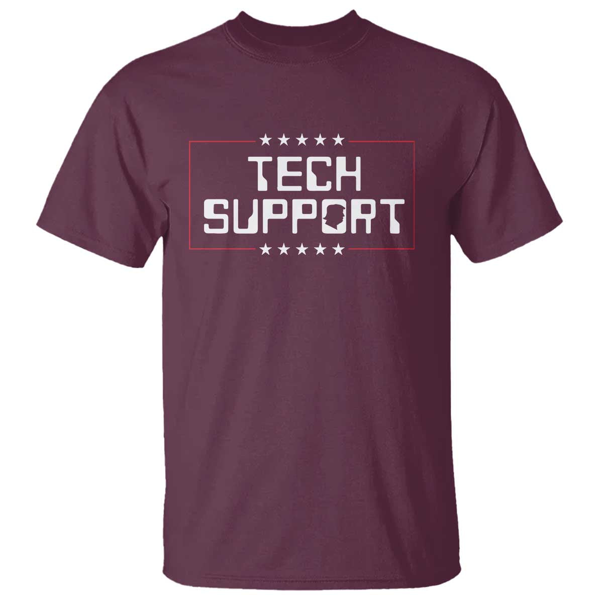 Funny Tech Support DOGE T Shirt Trump Musk Star TS11 Maroon Print Your Wear