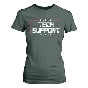 Funny Tech Support DOGE T Shirt For Women Trump Musk Star TS11 Dark Forest Green Print Your Wear