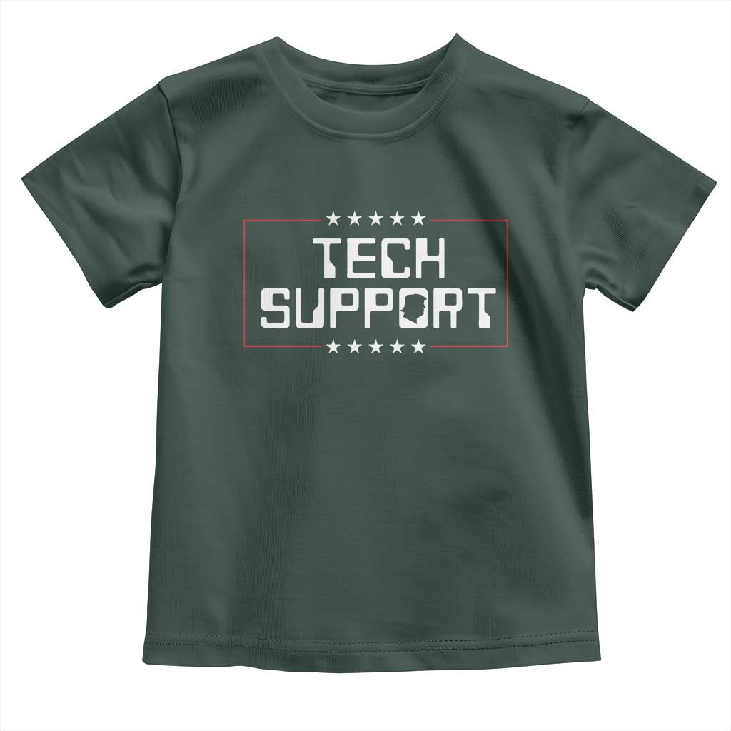 Funny Tech Support DOGE Toddler T Shirt Trump Musk Star TS11 Dark Forest Green Print Your Wear
