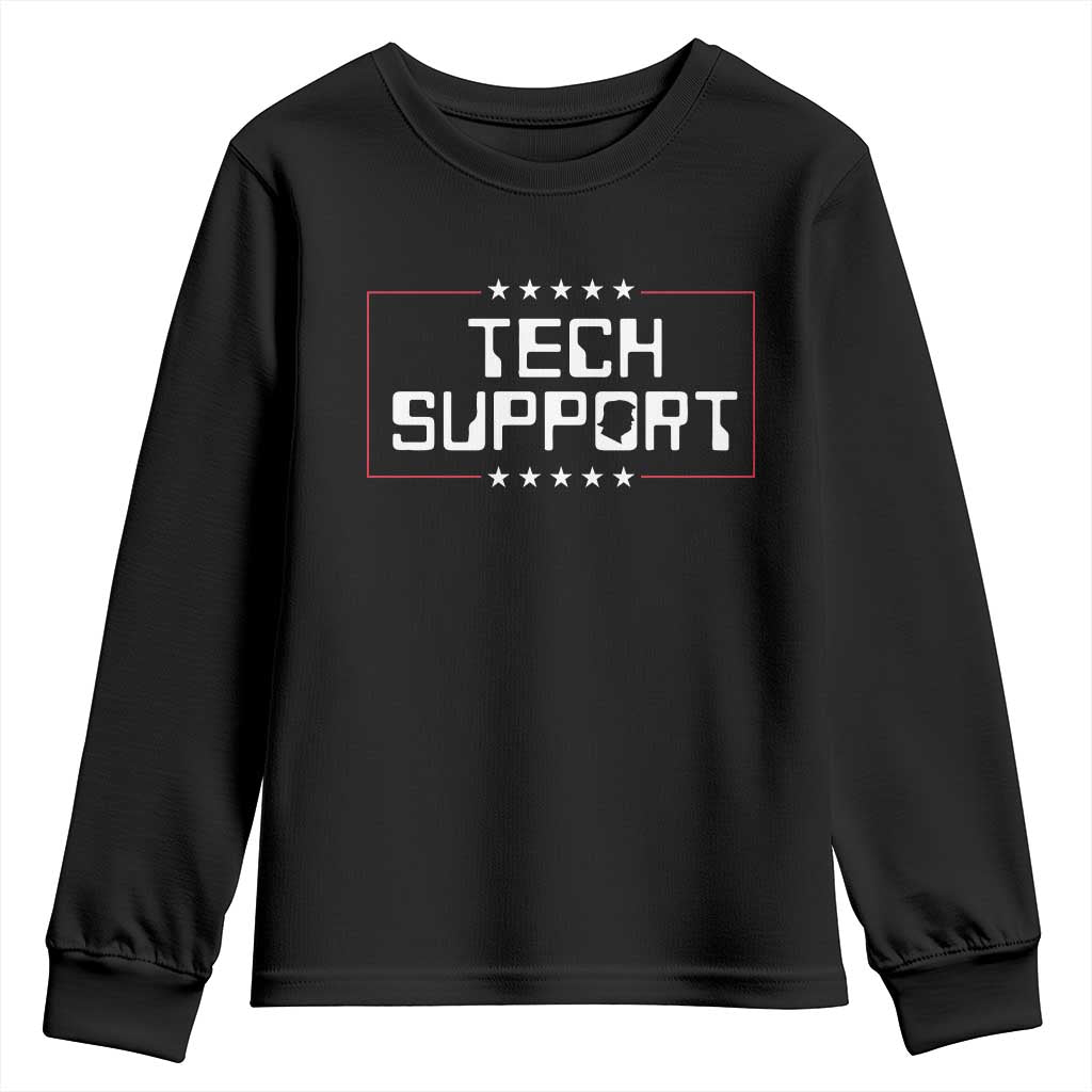 Funny Tech Support DOGE Youth Sweatshirt Trump Musk Star TS11 Black Print Your Wear