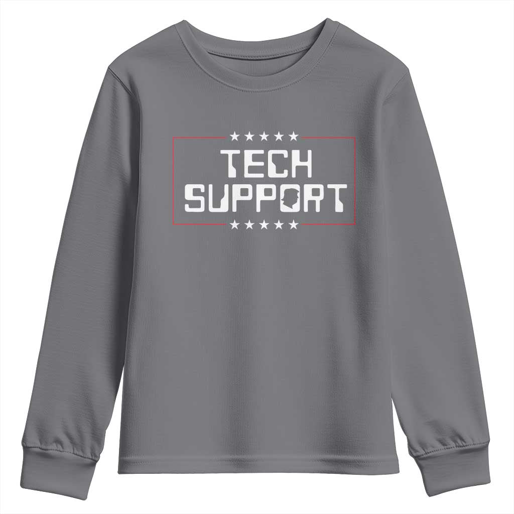 Funny Tech Support DOGE Youth Sweatshirt Trump Musk Star TS11 Charcoal Print Your Wear