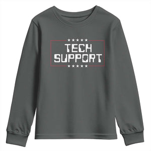 Funny Tech Support DOGE Youth Sweatshirt Trump Musk Star TS11 Dark Heather Print Your Wear