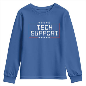 Funny Tech Support DOGE Youth Sweatshirt Trump Musk Star TS11 Royal Blue Print Your Wear