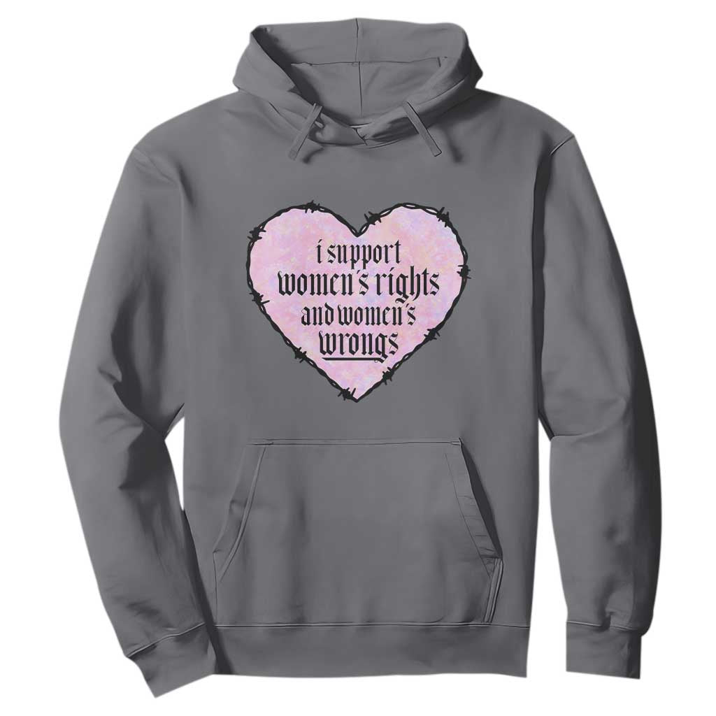 Funny I Support Women's Rights And Women's Wrongs Hoodie Barbed Wire Heart TS11 Charcoal Print Your Wear